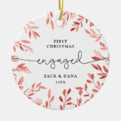 Eerste Kerstkerst Gepersonaliseerde de Bladeren va Keramisch Ornament (Voorkant)