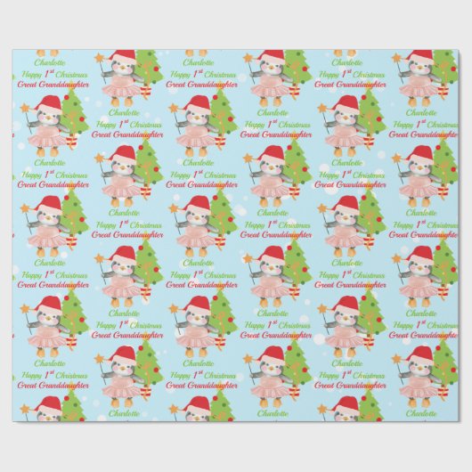 Eerste Kerstkerst Grootdochter Penguin Cadeaupapier (Vlak)