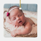 Eerste kerstkerstfoto-Baby-fotokalkbord Keramisch Ornament (Achterkant)