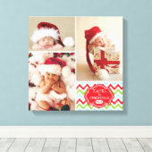 Eerste Kerstkerstkerstcadeau Baby Foto collage Canvas Afdruk (Insitu (Houten vloer))