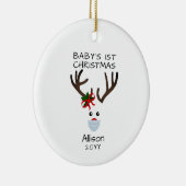 Eerste Kerstman, baby-rendier op maat Keramisch Ornament (Rechts)