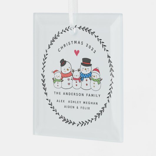 Eerste kerstman familie van vijf glas ornament (Voorkant links)