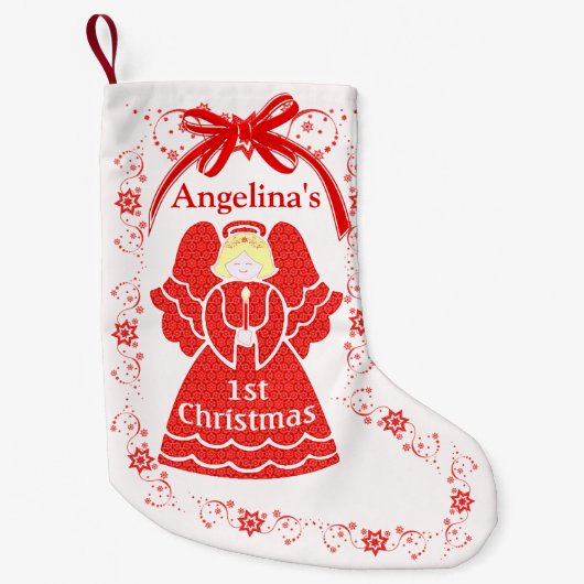 Eerste kerstman voor baby Girl op aangepaste naam Kleine Kerstsok (Voorkant)