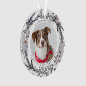 Eerste Kerstmis 2 Foto Festive Wreath Ornament (voorkant)