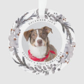 Eerste Kerstmis 2 Foto Festive Wreath Ornament (voorkant)