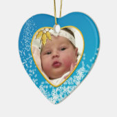 Eerste Kerstmis 2 met een hartslag voor baby Keramisch Ornament (Links)