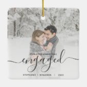 Eerste Kerstmis Aangepast Foto Grijs Manuscript Keramisch Ornament (Achterkant)