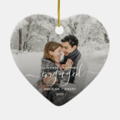 Eerste Kerstmis Aangepaste foto White Script Keramisch Ornament (Achterkant)