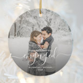 Eerste Kerstmis Aangepaste foto White Script Keramisch Ornament