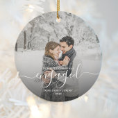 Eerste Kerstmis Aangepaste foto White Script Keramisch Ornament