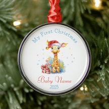 Eerste Kerstmis Aangepaste Naam Baby Giraffe Keeps