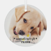 Eerste Kerstmis Aangepaste Pet Puppy Photo Dog Glas Ornament (Achterkant)