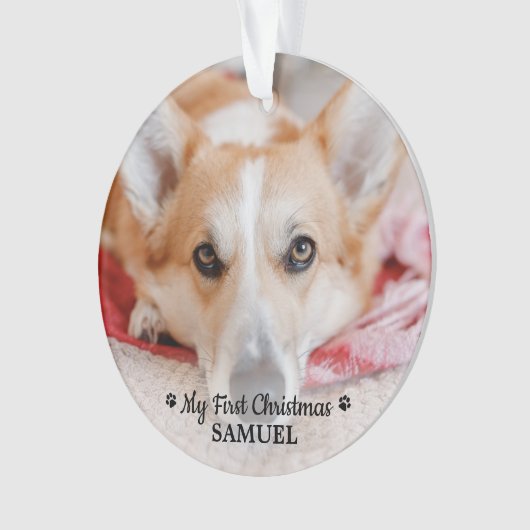 Eerste Kerstmis Aangepaste Pet Puppy Photo Dog Ornament (voorkant)