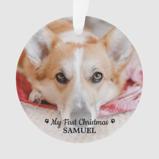 Eerste Kerstmis Aangepaste Pet Puppy Photo Dog Ornament (voorkant)