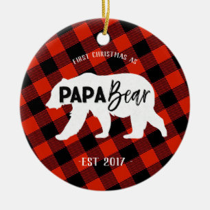 Eerste Kerstmis als Beer van Papa Keramisch Ornament