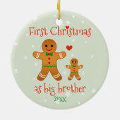 Eerste Kerstmis als Big Brother - Gingerbrood Mann Keramisch Ornament (Achterkant)