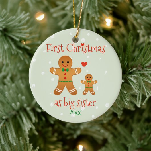 Eerste Kerstmis als Big Sister - Gingerbrood Manne Keramisch Ornament (Boom)