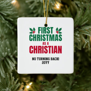 EERSTE KERSTMIS ALS CHRISTEN KERAMISCH ORNAMENT