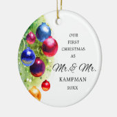 Eerste Kerstmis als de heer & de heer Gepersonalis Keramisch Ornament (Links)