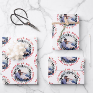 Eerste Kerstmis als de heer en mevrouw de zwarte f Inpakpapier Vel