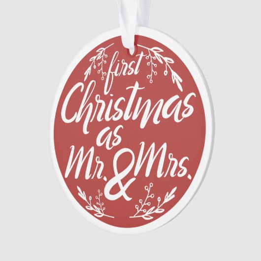 Eerste Kerstmis als de heer en mevrouw Ornament (voorkant)