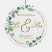 Eerste Kerstmis als de heer & mevrouw. Keramisch Ornament (Achterkant)