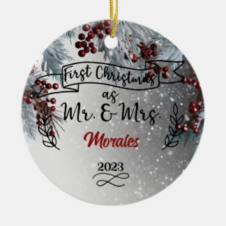 Eerste Kerstmis als de heer & mevrouw. Keramisch Ornament