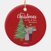 Eerste Kerstmis als de heer & mevrouw persoonlijk Keramisch Ornament (Achterkant)