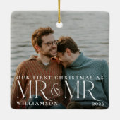 Eerste Kerstmis als de heer & Mr Modern Couple Fot Keramisch Ornament (Achterkant)