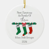 Eerste Kerstmis als een gezin van 3 Keramisch Ornament (Voorkant)