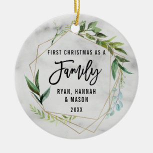 Eerste Kerstmis Als Familie Simpel Modern Keramisch Ornament