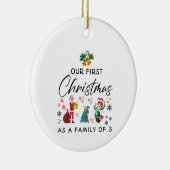 eerste kerstmis als familie van 3 keramisch ornament (Rechts)