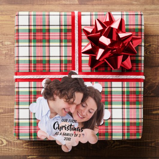 Eerste Kerstmis als familie van 3 Ornament Kaart (Insitu (Geschenk))