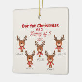 Eerste Kerstmis als familie van 5 Keramisch Ornament (Links)