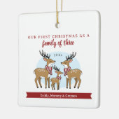 Eerste Kerstmis als familie van drie Keramisch Ornament (Links)