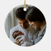 Eerste Kerstmis als familie van drie Keramisch Ornament (Achterkant)