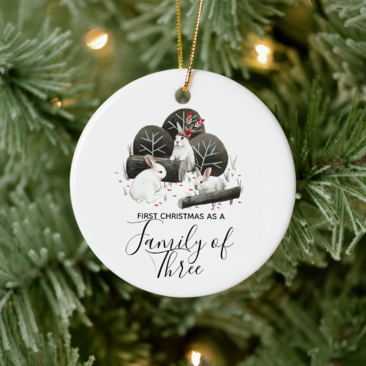 Eerste Kerstmis als familie van drie Keramisch Ornament (Boom)