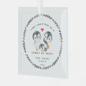 Eerste Kerstmis als familie van drie pinguïns Glas Ornament (Voorkant links)