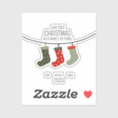 Eerste Kerstmis als familie van drie Sticker (Vel)