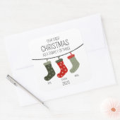 Eerste Kerstmis als familie van drie Vierkante Sticker (Envelop)