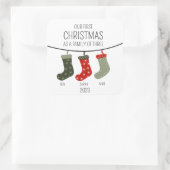 Eerste Kerstmis als familie van drie Vierkante Sticker (Tas)