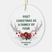 Eerste Kerstmis als familie van vier gepersonalise Keramisch Ornament (Links)