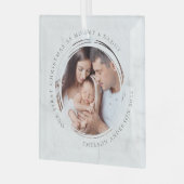 Eerste Kerstmis als foto van mama en papa Marble Glas Ornament (Voorkant links)