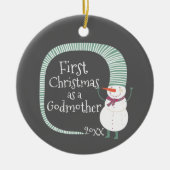 Eerste Kerstmis als Godmoeder persoonlijke Snowman Keramisch Ornament (Voorkant)