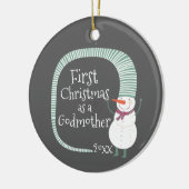 Eerste Kerstmis als Godmoeder persoonlijke Snowman Keramisch Ornament (Links)