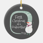 Eerste Kerstmis als Godmoeder persoonlijke Snowman Keramisch Ornament (Achterkant)