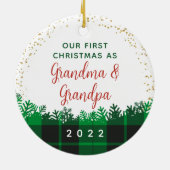Eerste Kerstmis als Grandma & Grandpa Custom Photo Keramisch Ornament (Achterkant)
