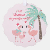 Eerste Kerstmis als grootouder Cute Santa Flamingo Ornament Kaart (Voorkant)