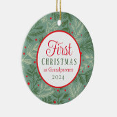 Eerste Kerstmis als grootouderfoto Keramisch Ornament (Rechts)