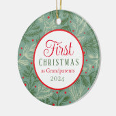 Eerste Kerstmis als grootouderfoto Keramisch Ornament (Links)